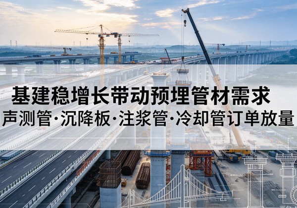 眉山基建稳增长带动预埋监测管材需求，声测管、沉降板、注浆管订单持续放量